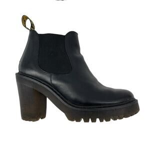 Dr Martens Hurston Heeled Chelsea Boots Womens Air Wair Size 6 Black Leather